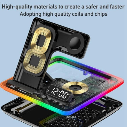 Desk Charger Stand for Everyday Device Charging at Home – multi-device wireless charging dock with clock and magnetic coils
