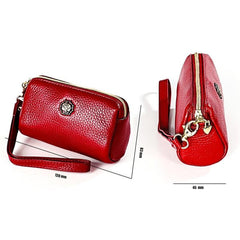 Chic 2033 Women's Compact Zipper Leather Wallet with Lanyard - Stylish Cosmetic Purse