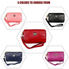 Chic 2033 Women's Compact Zipper Leather Wallet with Lanyard - Stylish Cosmetic Purse