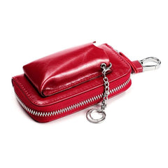 Large Capacity Multi-Functional Leather Key Holder Wallet with Zipper