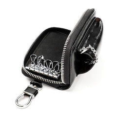 Large Capacity Multi-Functional Leather Key Holder Wallet with Zipper