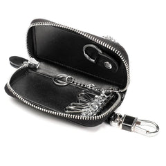 Large Capacity Multi-Functional Leather Key Holder Wallet with Zipper