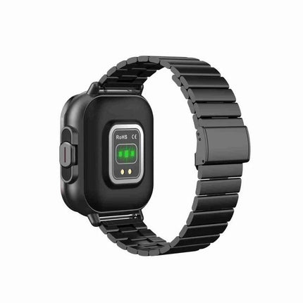 Stylish Smart Watch for Everyday Health Tracking and Connectivity - black metal band, heart rate sensor and QR pairing for steps and notifications