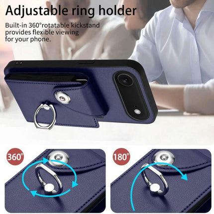 Organ Card Bag Ring Holder Case For iPhone 16 Series With 6 Card Slots adjustable ring holder kickstand PU TPU protective wallet case