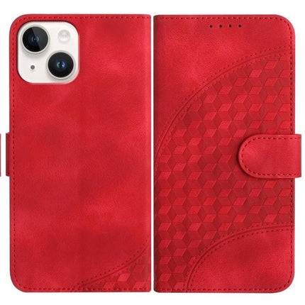 Elephant Head Embossed Leather Case With Lanyard iPhone 13 Pro Max and 13 Pro - red wallet-style PU leather case with lanyard, card slots and stand