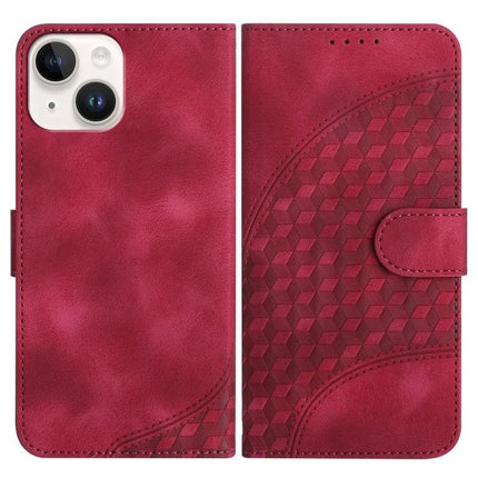 Elephant Embossed Leather Phone Case With Lanyard For iPhone 13 Mini 12 Series - red wallet-style PU leather case with embossed elephant texture and lanyard slot