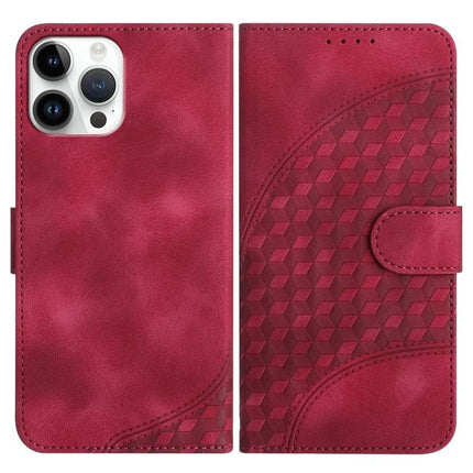 Elephant Embossed Leather Phone Case With Lanyard For iPhone 13 Mini 12 Series - red wallet-style PU leather case with embossed elephant texture and card slot