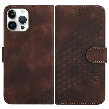 Elephant Embossed Leather Phone Case With Lanyard For iPhone 13 Mini 12 Series - brown wallet-style PU leather case with embossed elephant texture and lanyard slot