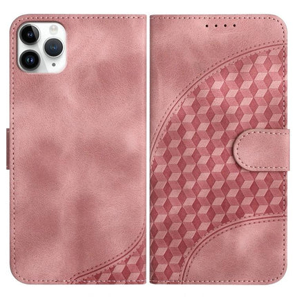 YX0060 Elephant Head Embossed Leather Phone Case With Lanyard For iPhone 12 Mini - pink embossed PU leather wallet case with card slot and stand