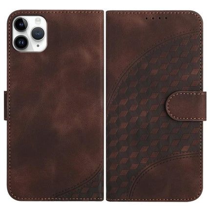 YX0060 Elephant Head Embossed Leather Phone Case With Lanyard For iPhone 12 Mini - brown embossed PU leather wallet case with card slot and stand
