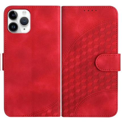 Elephant Head Embossed Case With Lanyard Wallet Stand For iPhone 11 Pro XS X XR - red PU leather folio with embossed elephant head pattern and built-in stand
