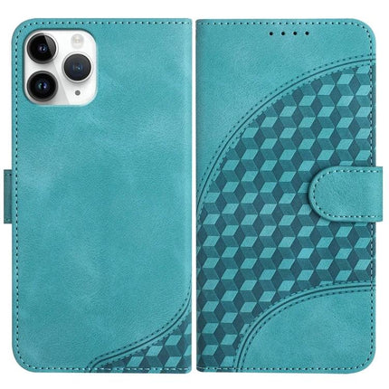 Elephant Head Embossed Case With Lanyard Wallet Stand For iPhone 11 Pro XS X XR teal PU leather wallet case with geometric embossed pattern and stand