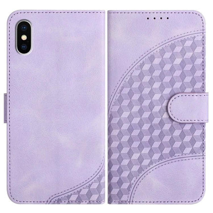 Elephant Head Embossed Case With Lanyard Wallet Stand For iPhone 11 Pro XS X XR - lavender PU leather wallet case with geometric embossed pattern and stand