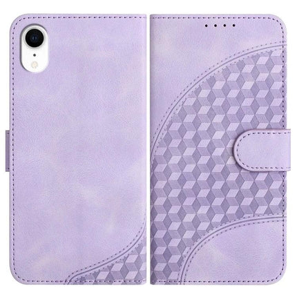 Elephant Head Embossed Case With Lanyard Wallet Stand For iPhone 11 Pro XS X XR - lavender PU leather wallet case with geometric embossed design and stand