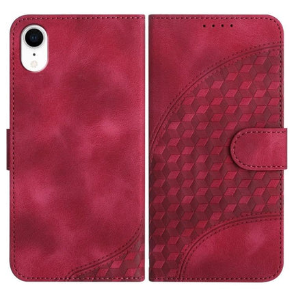 Elephant Head Embossed Case With Lanyard Wallet Stand For iPhone 11 Pro XS X XR - red PU leather wallet case with embossed elephant head pattern and stand