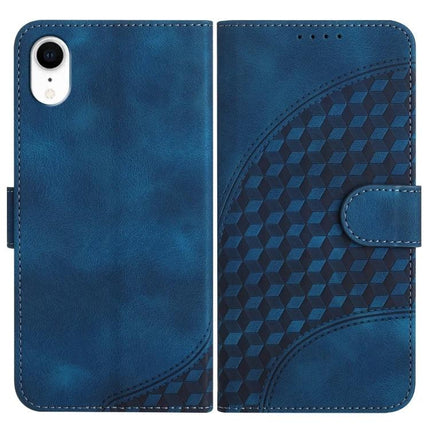 Elephant Head Embossed Case With Lanyard Wallet Stand For iPhone 11 Pro XS X XR - blue PU leather wallet case with embossed elephant head pattern and stand