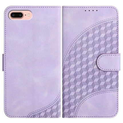 Elephant Head Embossed Leather Case With Lanyard For iPhone XS Max 8 Plus 7 Plus - lavender geometric wallet folio with stand and lanyard