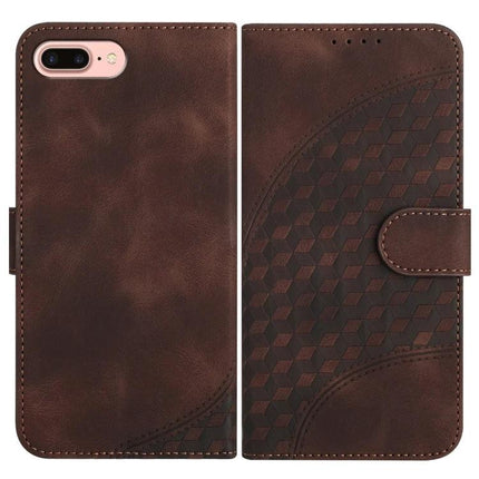 Elephant Head Embossed Leather Case With Lanyard For iPhone XS Max 8 Plus 7 Plus - brown wallet folio with embossed elephant head pattern, card slots and lanyard