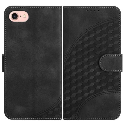 Elephant Head Embossed Leather Case With Lanyard For iPhone 14 Pro And Pro Max black PU leather wallet case with card slot and stand