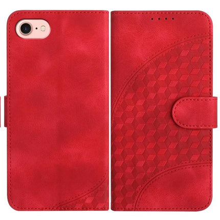 Elephant Head Embossed Leather Case With Lanyard For iPhone 14 Pro And Pro Max red wallet folio case with geometric embossing, card slot and stand