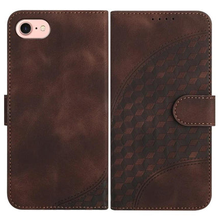 Elephant Head Embossed Leather Case With Lanyard For iPhone 14 Pro And Pro Max - brown wallet folio with card slot and kickstand