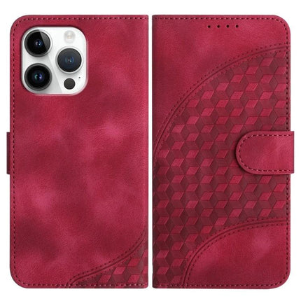 Elephant Head Embossed Wallet Case With Lanyard For iPhone 16 Pro Max 16e Air - red PU leather wallet case with embossed elephant head pattern and lanyard compatible with iPhone 16 Pro Max