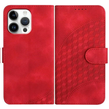 Elephant Head Embossed Wallet Case With Lanyard For iPhone 16 Pro Max 16e Air - red PU leather wallet case with embossed elephant head pattern and lanyard