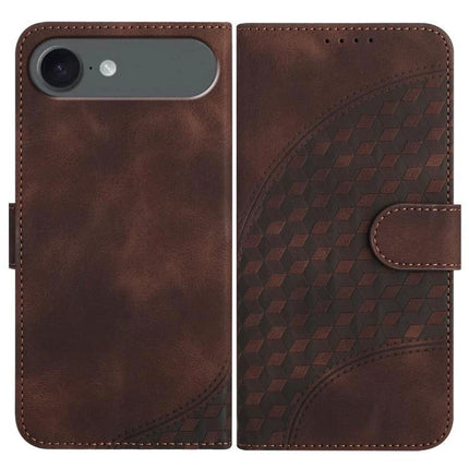 Elephant Head Embossed Wallet Case With Lanyard For iPhone 16 Pro Max 16e Air - brown PU leather wallet case with embossed elephant head pattern and lanyard compatibility
