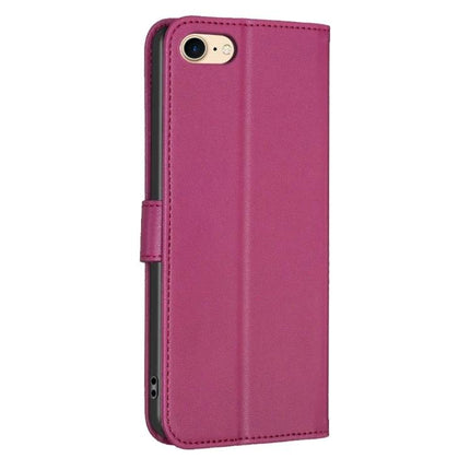 Four Leaf Embossed Wallet Case For iPhone 7 8 SE 2022 And iPhone 13 Pro Max pink PU leather wallet case with card slots and kickstand