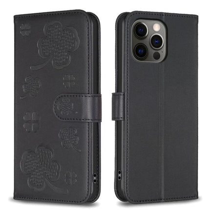 Embossed Leather Phone Case For Daily Carry With Card Slot black clover embossed wallet folio with TPU shell and magnetic clasp