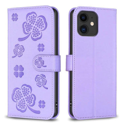 Embossed Leather Phone Case For Daily Carry With Card Slot - lavender embossed floral PU leather wallet case with TPU shell
