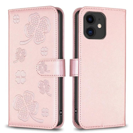 Embossed Leather Phone Case For Daily Carry With Card Slot in pink embossed floral PU leather wallet with TPU shell