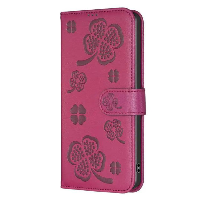 Four Leaf Embossed Leather Wallet Case For IPhone 17 Pro Max, Pro, 17, Air | Syndmart