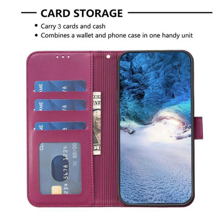 Four Leaf Embossed Leather Wallet Case For IPhone 17 Pro Max, Pro, 17, Air - magenta wallet case with card slots, cash pocket, TPU interior and PU leather exterior