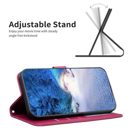 Four Leaf Embossed Leather Wallet Case For IPhone 17 Pro Max, Pro, 17, Air - adjustable stand, card slots, PU leather TPU interior, pink