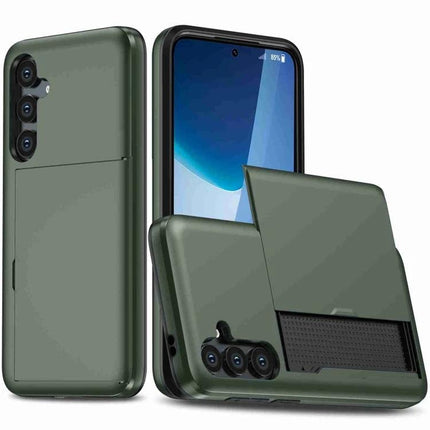 Samsung Phone Case For Daily Protection - green slim wallet-style case with raised edges and camera protection