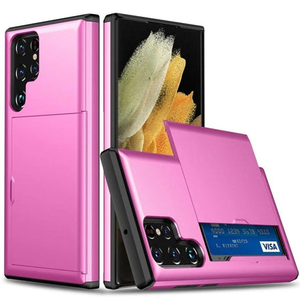 Samsung Phone Case For Daily Protection - pink slim wallet case with raised edges and card slot for daily scratch and impact protection