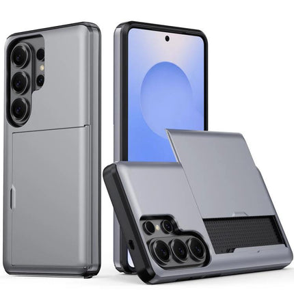 Samsung Protective Case for Everyday Phone Use - slim grey PC+TPU phone case with raised edges and sliding card slot