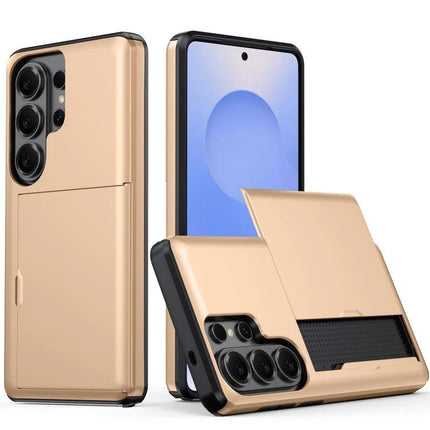 Samsung Protective Case for Everyday Phone Use - slim gold PC+TPU cover with raised edges and camera protection for daily commutes and drops
