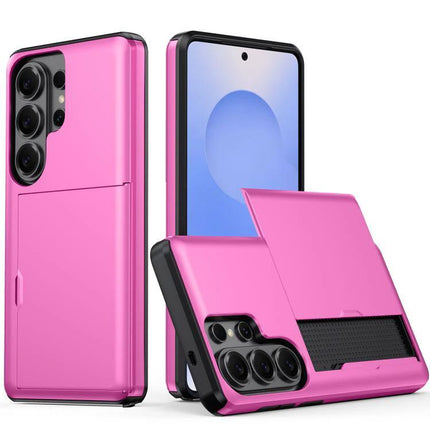 Samsung Protective Case for Everyday Phone Use slim pink PC+TPU case with raised edges and card slot, lightweight everyday protection