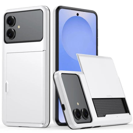 Phone Case With Card Holder For Everyday Errands On The Go Simple Practical Accessory - white PC/TPU slim protective case with integrated card slot