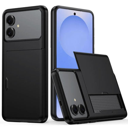 Phone Case With Card Holder For Everyday Errands On The Go Simple Practical Accessory - black durable PC TPU phone case with integrated card slot