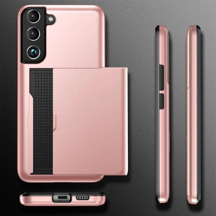 Samsung Phone Case For Daily Protection - rose gold slim card slot protective case with raised edges for screen and camera