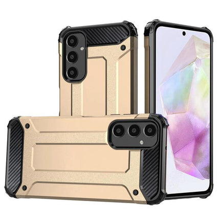 Magic Armor Case for Samsung Galaxy S24 rugged gold low-profile protective case with precise cutouts and carbon-fiber accents