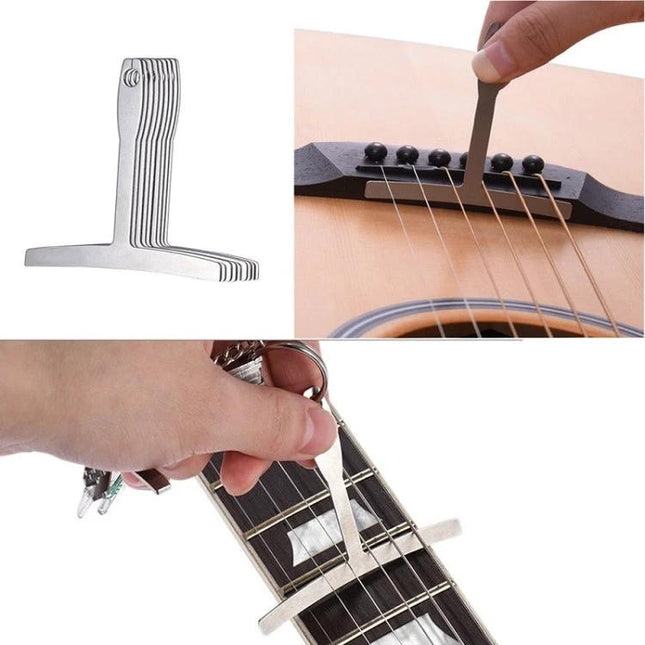 Multi-Function Ruler for Guitar Enthusiasts' Daily Maintenance — stainless gauge measuring string height, saddle and fret adjustments on acoustic and electric guitars