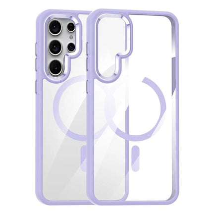Samsung Galaxy Clear Case For Everyday Protection Against Scratches And Dirt, Keeps Original Look - transparent purple bumper case showing camera cutouts and slim profile