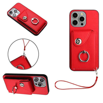 Versatile Phone Case With Card Slots For Daily Essentials red leather wallet case with six card slots cash pocket wrist strap and ring