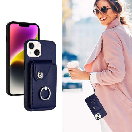 Daily Phone Case With Card Slots slim navy wallet case with 6 card slots, ring stand and adjustable lanyard for hands-free carry