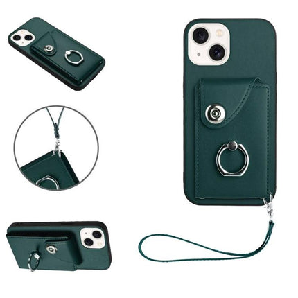 Phone Case With Card Holder For Daily Essentials And Everyday Carry On The Go For Easy Access - green protective case with card pocket, ring and wrist strap