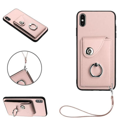 Phone Case With Card Pocket for Everyday Carry slim pink wallet case with ring, strap and snap closure